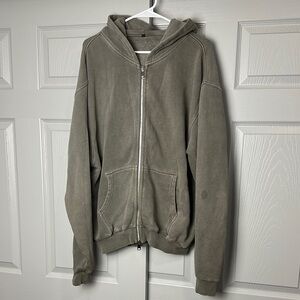 ESNTLS Washed Grey Zip Up Hoodie with Hood